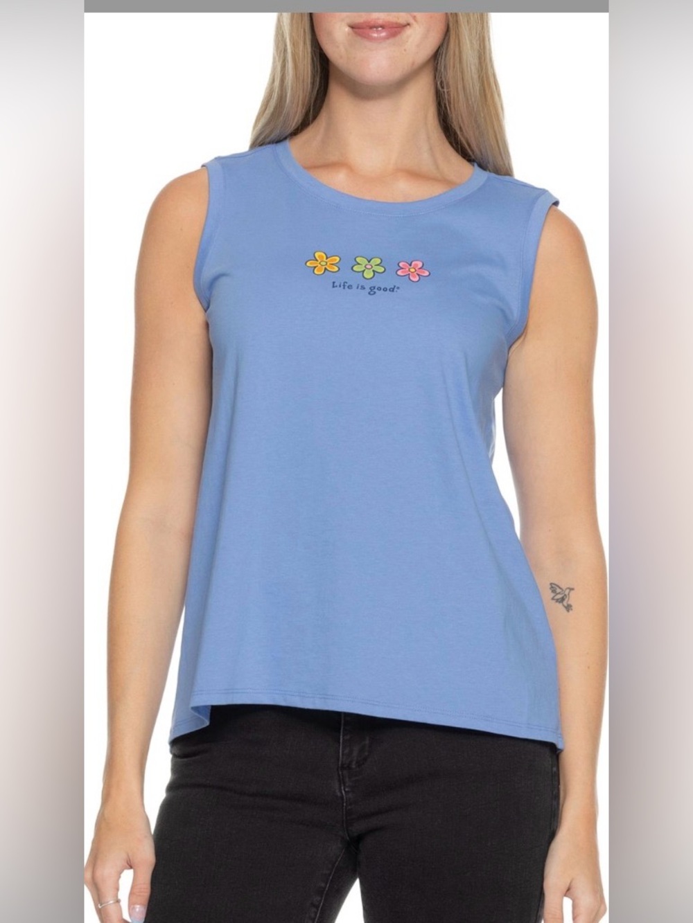 Life is Good® Three Daisies Graphic Tank Top Sz SMALL NWT